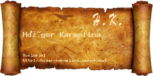 Höger Karmelina névjegykártya
